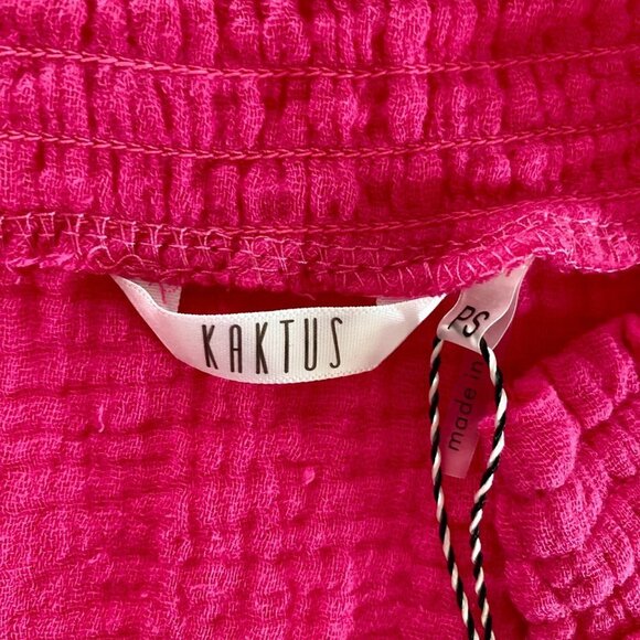 Kaktus Hot Pink Sleeveless Button Down Top With Front Tie Petite Small PS NEW - Picture 5 of 9